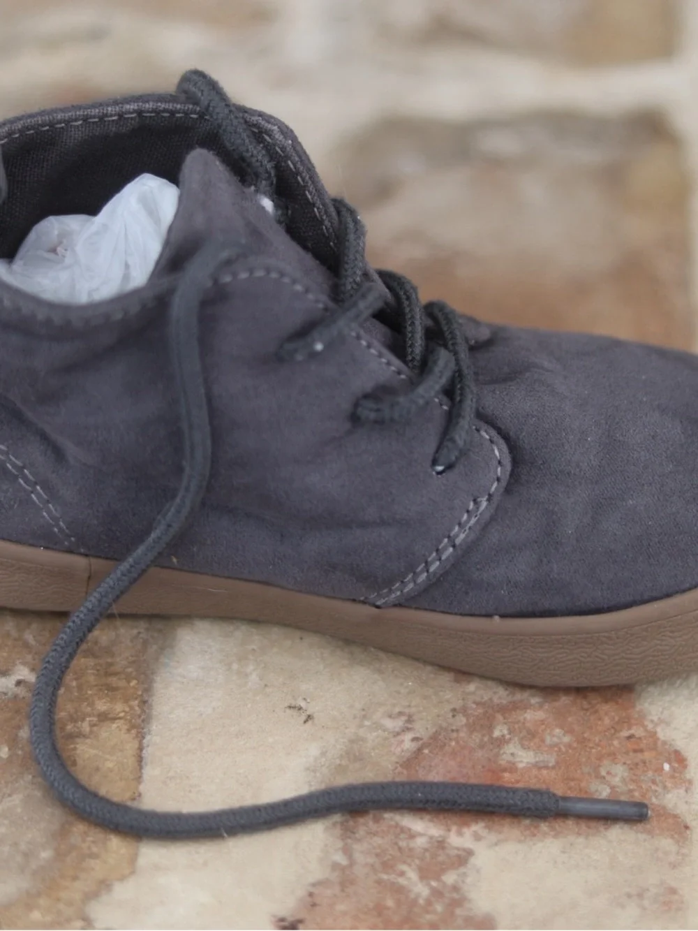 GAP Kids Charcoal Suede Lace-Up Shoes with Tan Outsole
